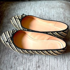 J. Crew Striped Raffia Ballet Flats